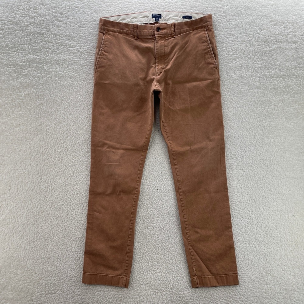 J Crew Chino Pants Mens 32x32 Beige Slim Stretch Preppy Luxury Office Classic